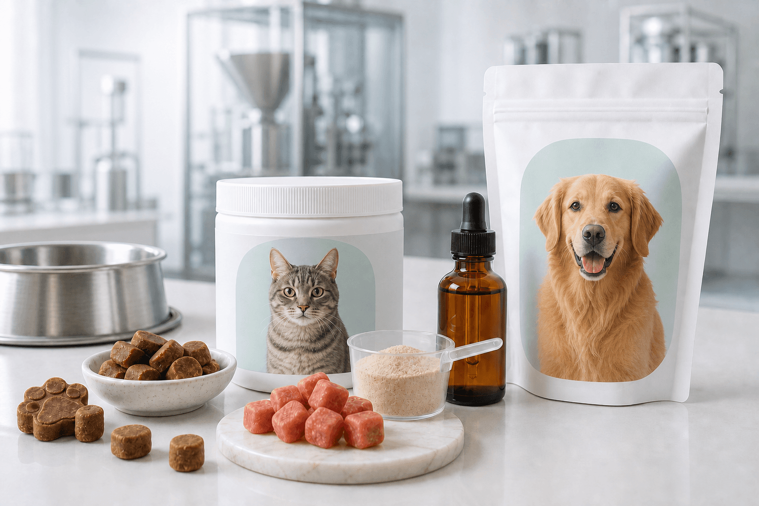 Cold extruded functional soft chews for dogs and cats