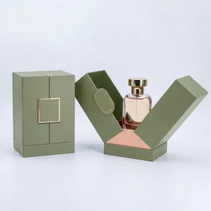 Luxury Double Open Perfume Gift Box Custom Logo Green Cardboard Cosmetic Packaging Box