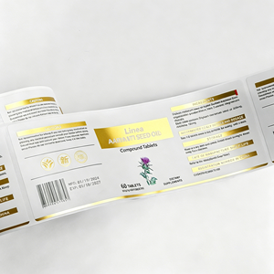 Gold Silver Foil Bottle Packaging Sticker